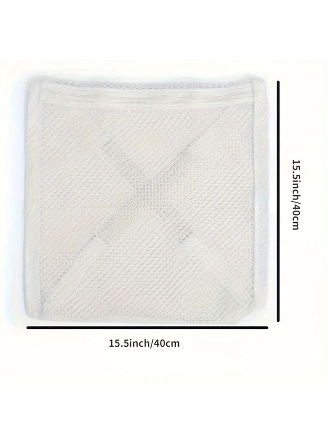 White Laundry Bag With Elastic Strap Durable Fabric 15 5x15 5 Inches For Shoes Clothing Home Organization - Image 3